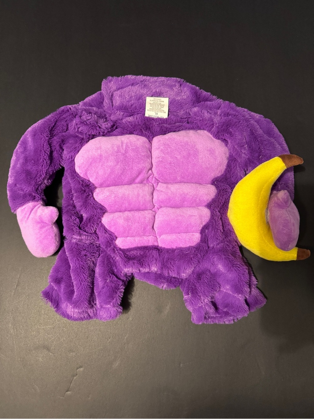 Purple Plush Padded Dog Costume with Yellow Horn Accent